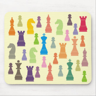 Tapis De Souris Morceaux d'échecs multicolores Mousepad