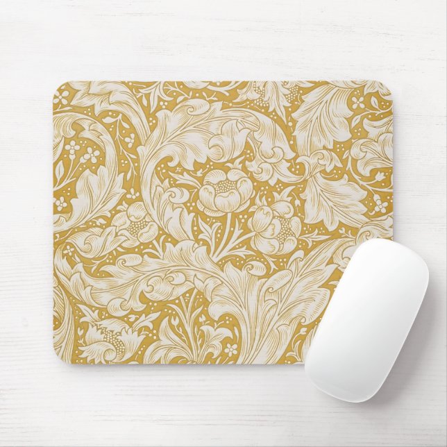 Tapis De Souris Morris Bachelor's Button Flower & Golden Stems (Avec souris)