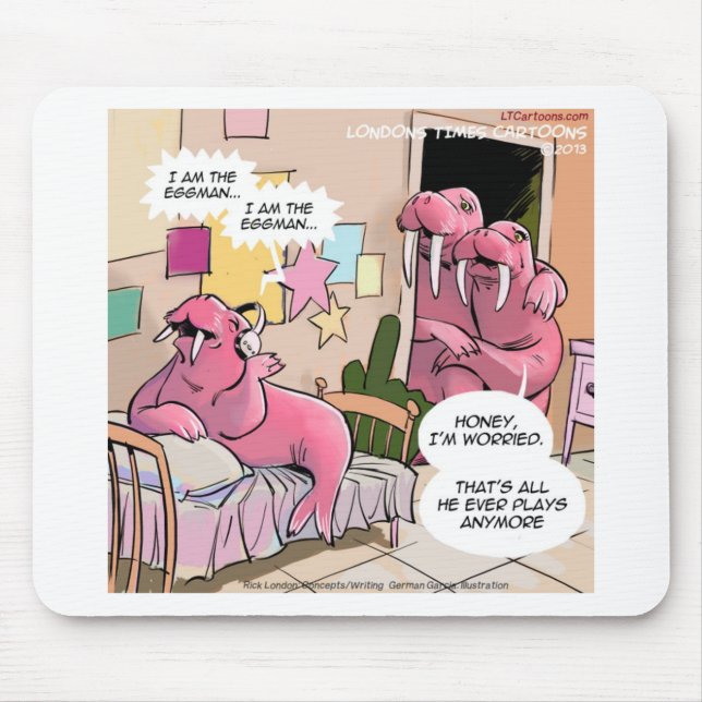 Tapis De Souris Morse Walrus Parents Inquiets Drôle (Devant)