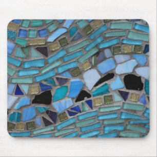 Tapis De Souris Mosaïque bleue en verre de mer