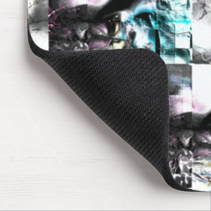 Tapis De Souris mosaïque carré de textures désordonnées en argent 