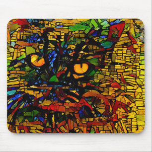 Tapis De Souris Mosaïque colorée Chat Art Prin