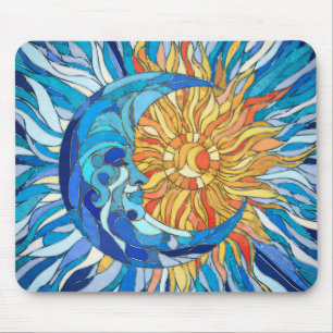 Tapis De Souris Mosaïque du soleil et de la lune