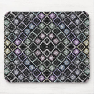 Tapis De Souris Mosaïque Mandala Pastel avec Treillis Argenté