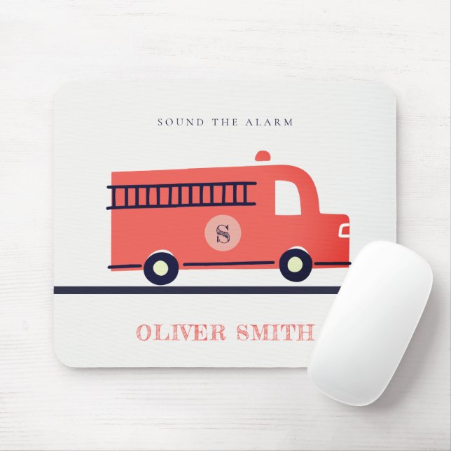Tapis De Souris Moteur de camion feu de la Marine Rouge mignonne M (Avec souris)