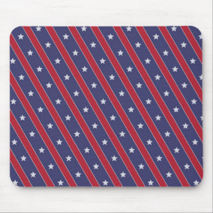 Tapis De Souris Motif à bandes bleues rouges et étoiles