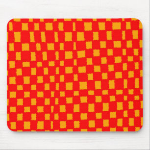 Tapis De Souris Motif à carreaux à damier à carreaux orange et rou