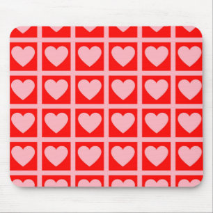 Tapis De Souris Motif à carreaux cœur rouge rose rétro Y2K