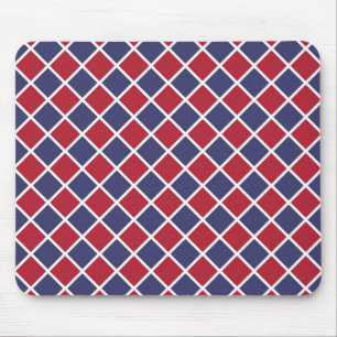 Tapis De Souris Motif à carreaux diamant Harlequin rouge bleu blan