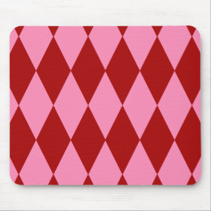 Tapis De Souris Motif à carreaux Harlequin rose rouge