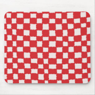 Tapis De Souris Motif à carreaux rouge et rose, audacieux et éléga