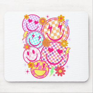 Tapis De Souris Motif à carreaux visage souriant rétro Happy Face