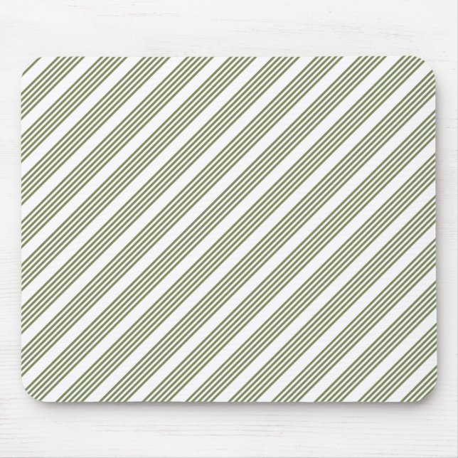 Tapis De Souris Motif à cinq bandes vert et blanc olive (Devant)