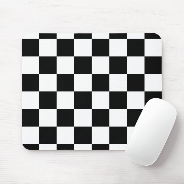 Tapis De Souris Motif à damier noir et blanc (Avec souris)