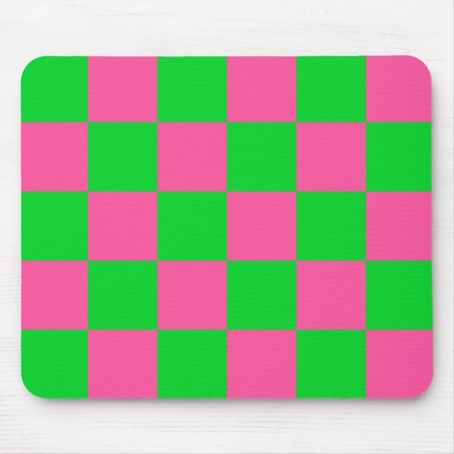 Tapis De Souris Motif À damiers chèque rose vert (Devant)
