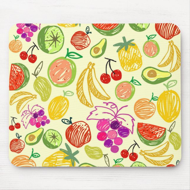Tapis De Souris Motif à doodle de fruits assoré (Devant)