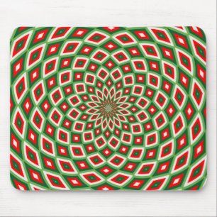 Tapis De Souris Motif à effet de dôme vert, blanc étoilé et rouge