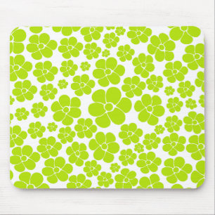 Tapis De Souris Motif à fleurs en vert et blanc citron
