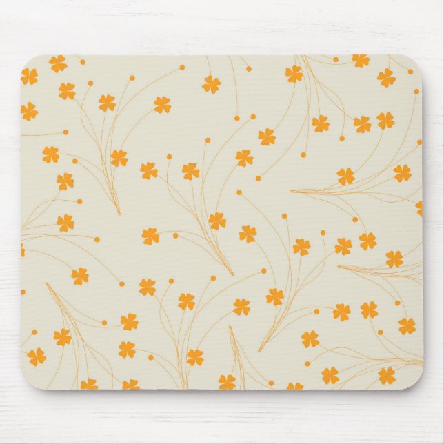 Tapis De Souris Motif à fleurs les années 70 beige orange rétro Y2 (Devant)