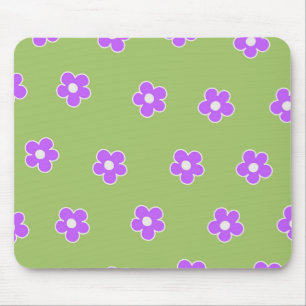 Tapis De Souris Motif à fleurs vert violet rétro Y2K
