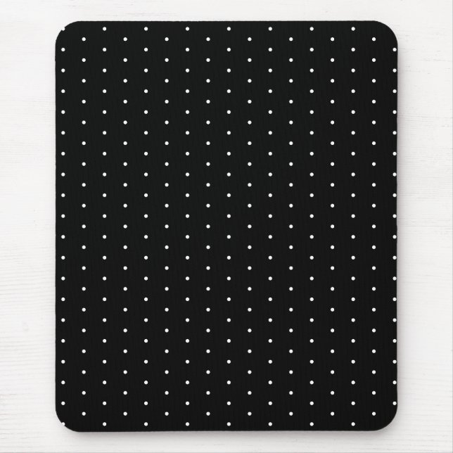 Tapis De Souris Motif à petits points noirs et blancs Preppy (Devant)