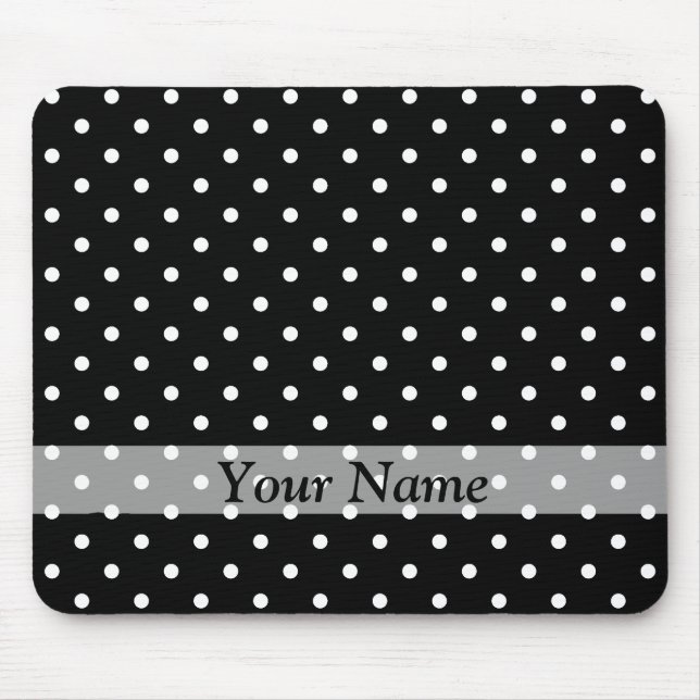 Tapis De Souris Motif à points de polka noir (Devant)