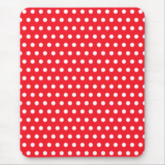 Tapis De Souris Motif à points Polka rouge et blanc. Spotty.