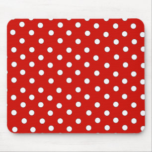 Tapis De Souris Motif à points polka rouges et blancs