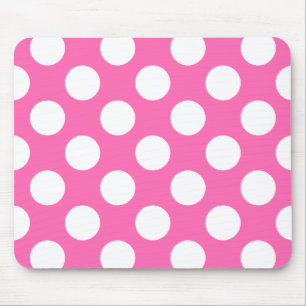 Tapis De Souris Motif à pois rose vif et blanc