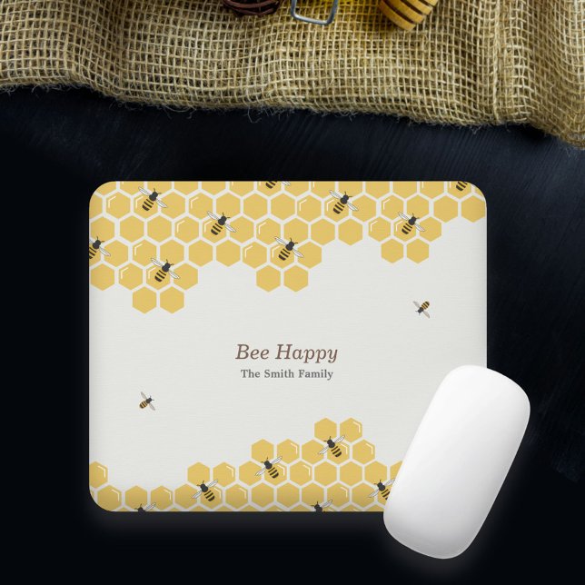 Tapis De Souris Motif abeilles et peigne de miel (Bee and Honeycomb Mouse Pad)