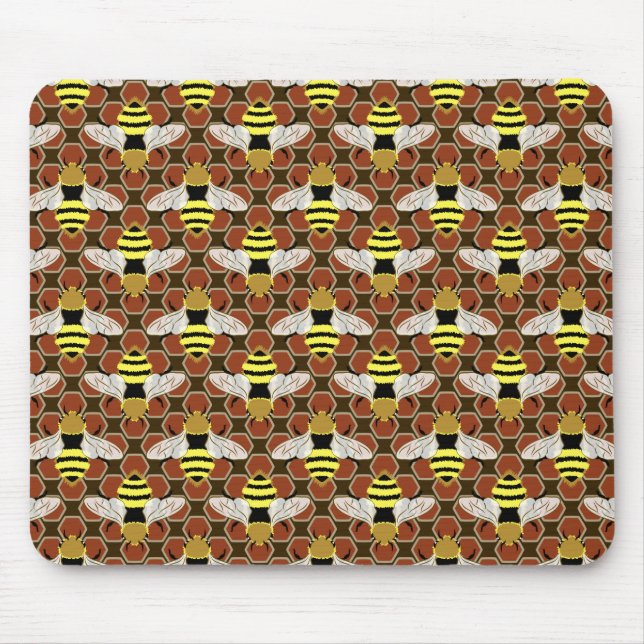 Tapis De Souris Motif abeilles et peigne de miel (Devant)