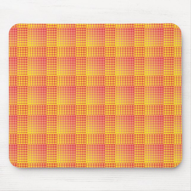 Tapis De Souris Motif Abstrait à Damier Rouge Jaune (Devant)