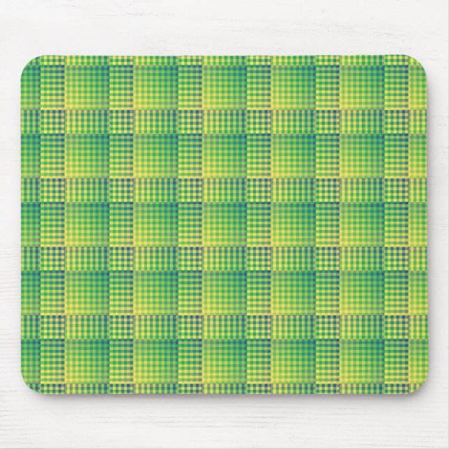 Tapis De Souris Motif Abstrait à Damier Vert Bleu (Devant)