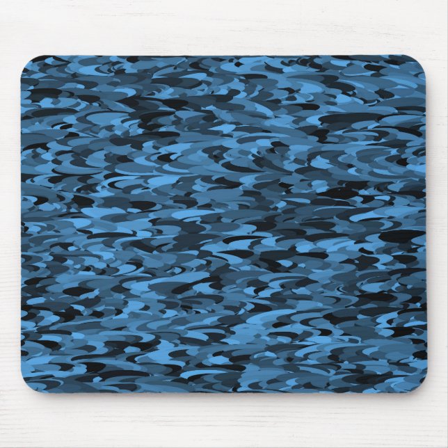 Tapis De Souris Motif Abstrait Bleu Noir (Devant)