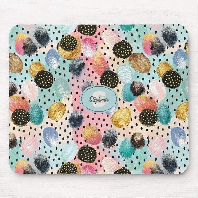Tapis De Souris Motif Abstrait brosse et Pointe Polka (Devant)