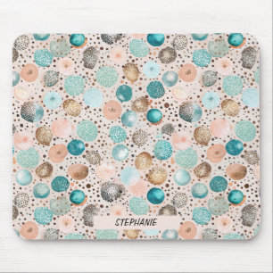 Tapis De Souris Motif Abstrait chatoyant en Turquoise, Rose