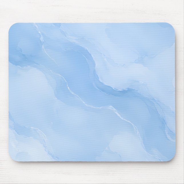Tapis De Souris Motif Abstrait de Marbre Bleu Clair (Devant)