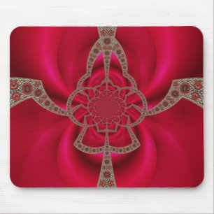 Tapis de souris motif abstrait rose rouge