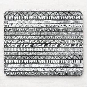 Tapis De Souris Motif africain tribal noir blanc