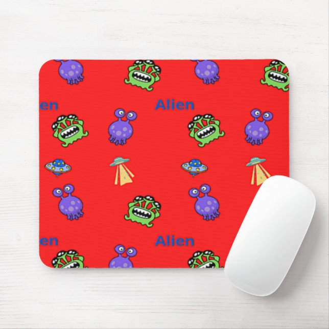 Tapis De Souris motif Alien en rouge (Avec souris)