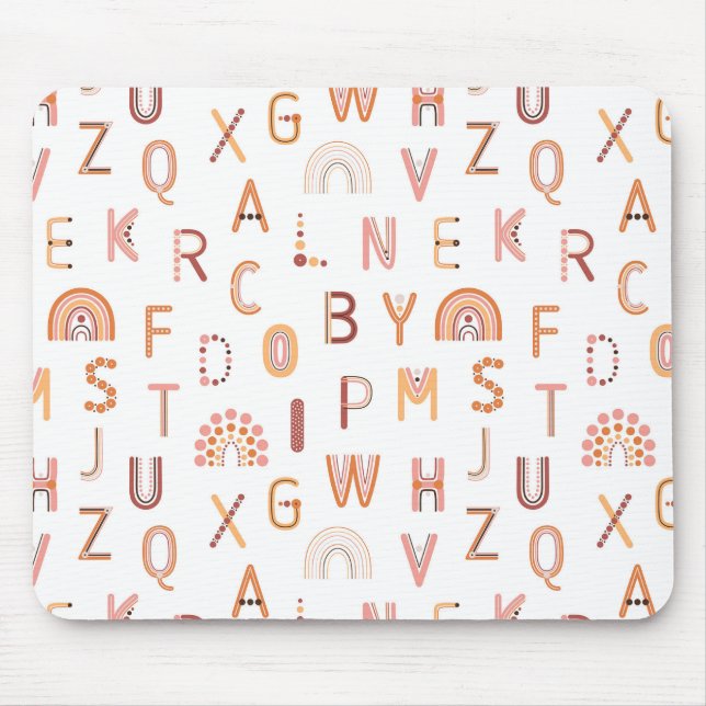 Tapis De Souris Motif Alphabet arc-en-ciel amusant (Devant)