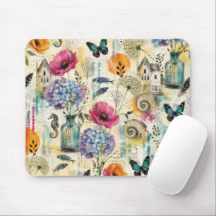 Tapis De Souris Motif aquarelle botanique côtier coloré