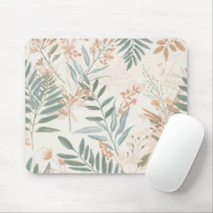 Tapis De Souris Motif aquarelle de feuille de sauge botanique rose