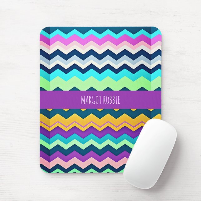 Tapis De Souris Motif arc-en-ciel Zig zagging pastel (Avec souris)