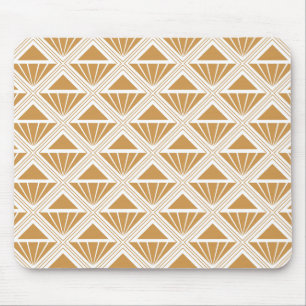 Tapis De Souris Motif Art déco en or et blanc avec rhombus