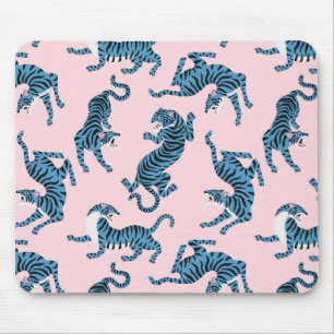 Tapis De Souris Motif asiatique de tigre bleu
