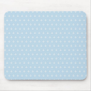Tapis De Souris Motif avec les ancres blanches sur le bleu
