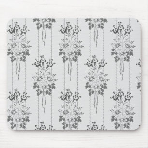 Tapis De Souris Motif baroque floral avec bordure grise