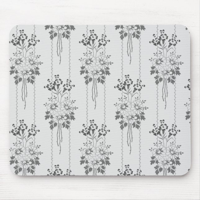 Tapis De Souris Motif baroque floral avec bordure grise (Devant)