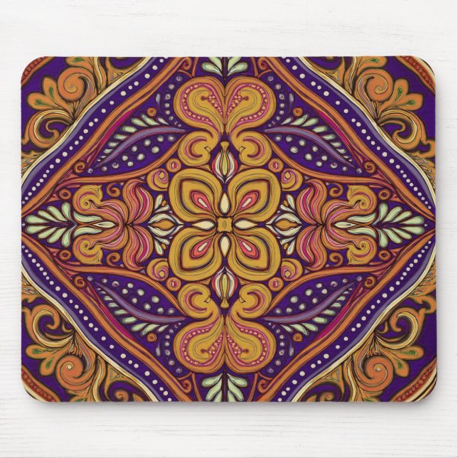Tapis De Souris Motif Batik Jaune Bleu (Devant)